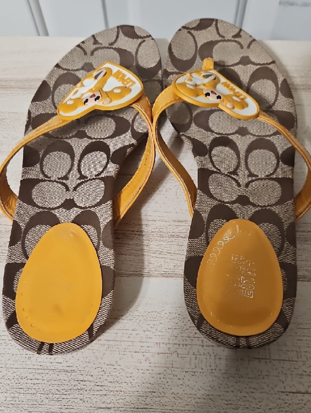 Coach EUC Poppy Chan Lemon Signature Print Thong Sandals - Picture 6 of 8